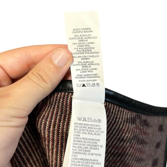 Lucky Brand Aztec Cape Poncho Women's Sz OS Tan Red Wool Boho Southwestern Cozy - Picture 6 of 7